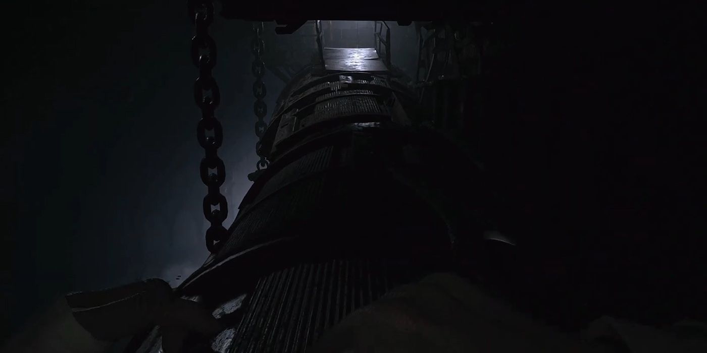 Resident Evil Village - Climbing On The Giant Pipe Leading To The Factory Zipline