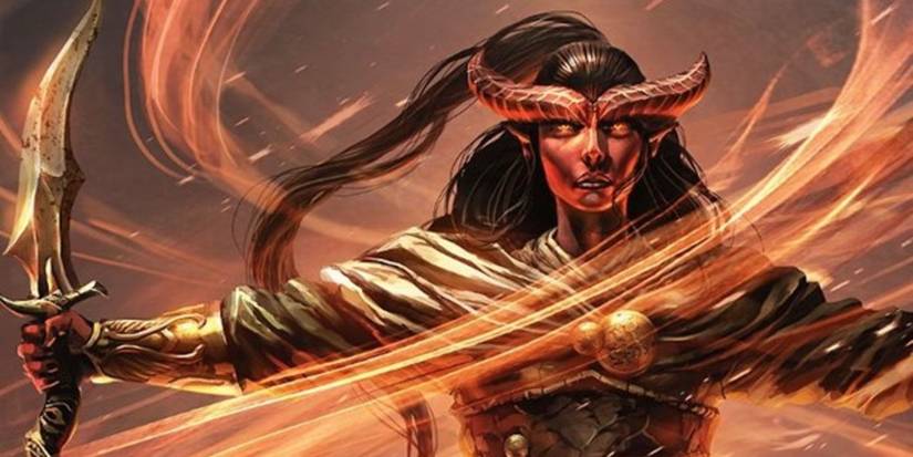 D&D Rogue With Dagger Surrounded By Fire