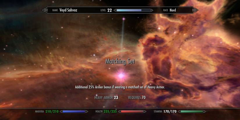 Matching Set in the Skyrim skills menu