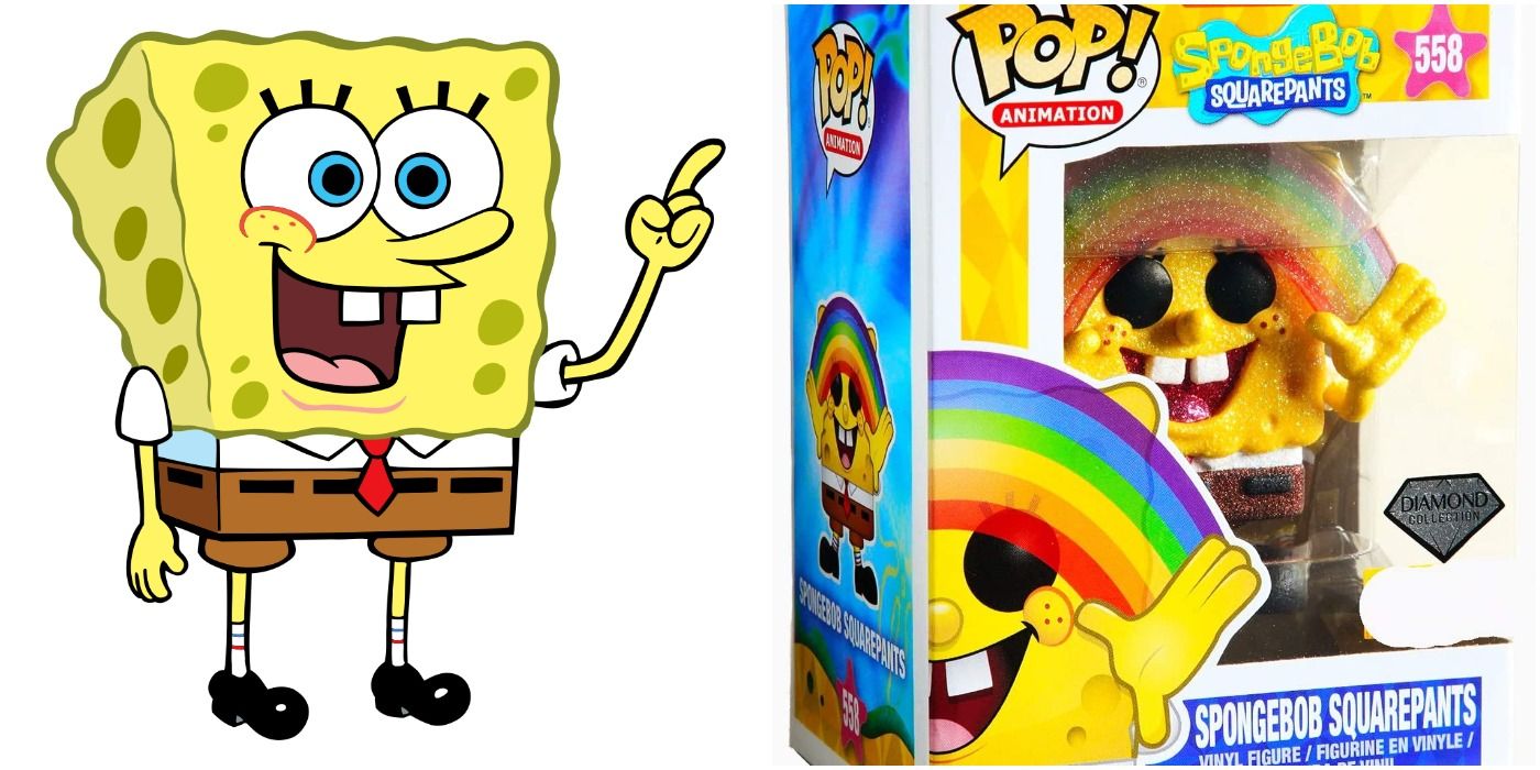 SpongeBob Diamond Funko holding rainbow