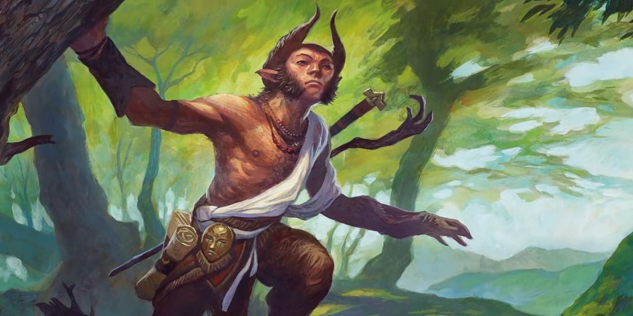 D&D, Satyr wandering in the forest official art via Wizards of the Coast