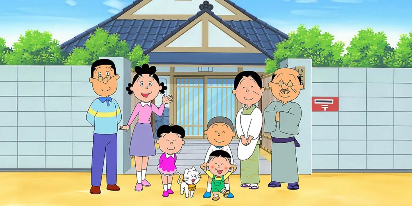 The Isono and Fuguta family members from Sazae-san