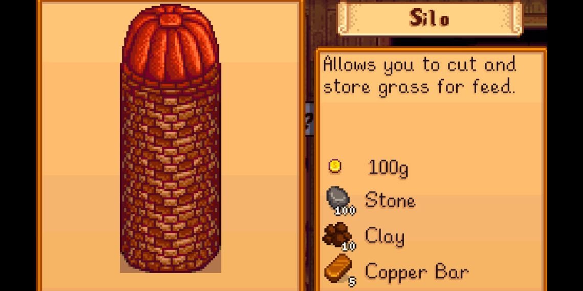 Silo purchase screen in stardew valley