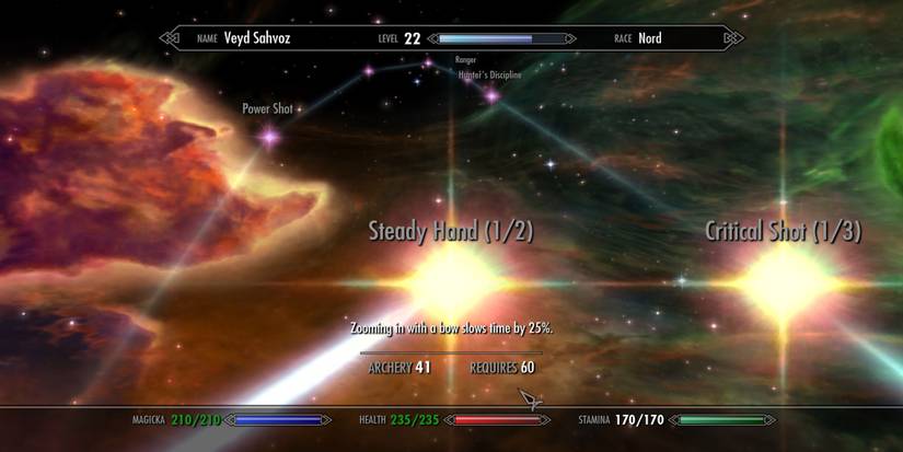 Steady Hand in the Skyrim skills menu