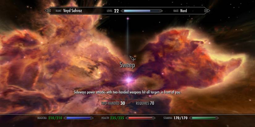 Sweep in the Skyrim skills menu