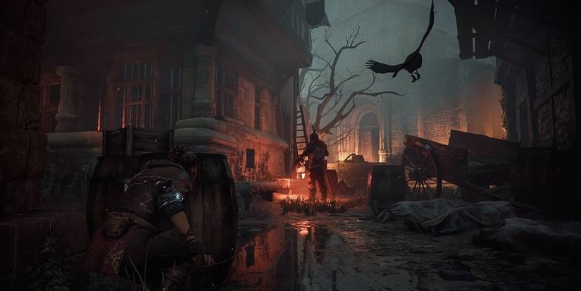 Amicia Sneaking Around A Guard From A Plague Tale Innocence