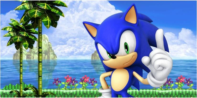 Sonic On Island Pointing Upwards