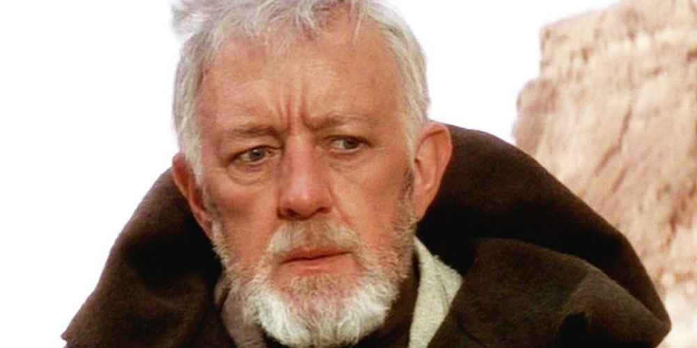 Ben Kenobi looking concerned in Star Wars A New Hope