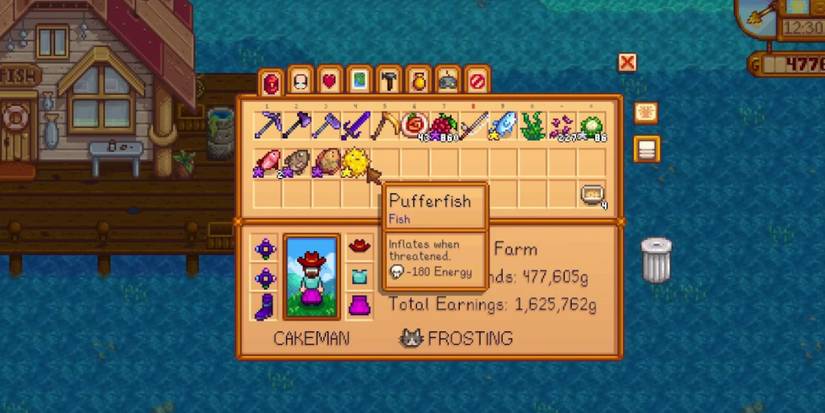 Catching pufferfish in Stardew Valley
