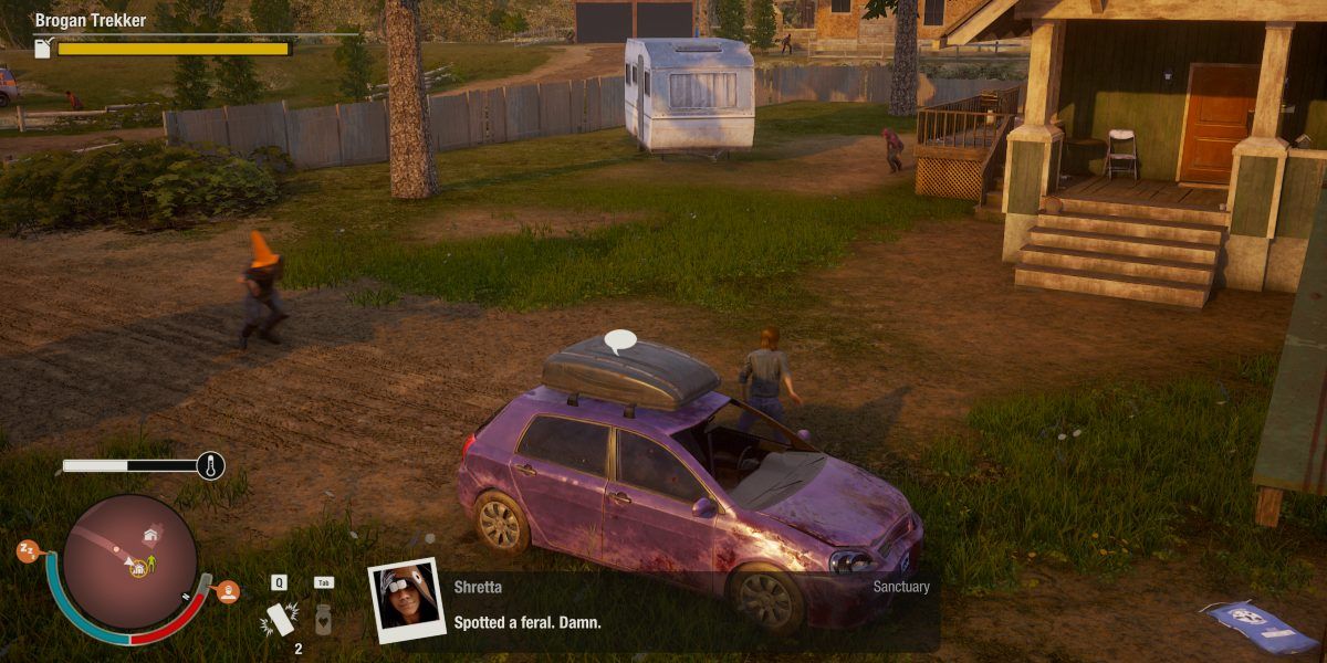 Player in front of the Brogan Trekker vehicle in State of Decay 2