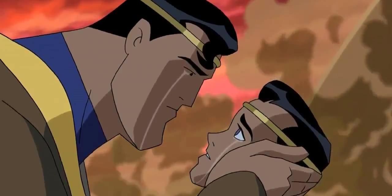 Superman bids his son farewell in Justice League Unlimited