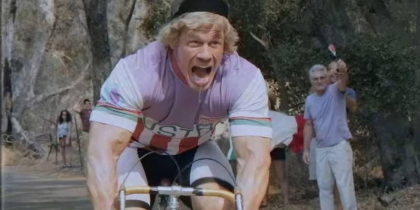 Still From Tour De Pharmacy Of John Cena As Gustav Ditters Riding A Bike