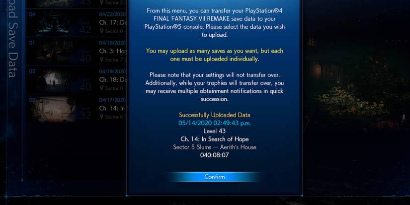 Transfer save FF7 remake