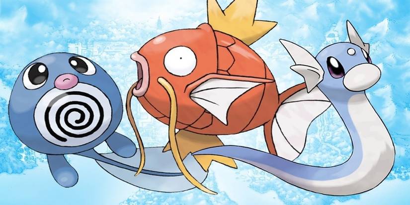 Poliwhirl, Magikarp, and Dratini
