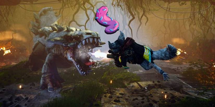 player shooting monster with vitality symbol above.