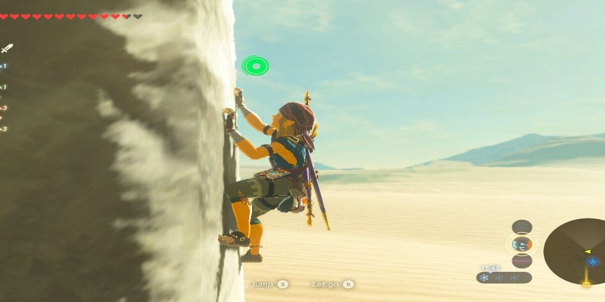 Link climbing a mountain in Climbing Gear