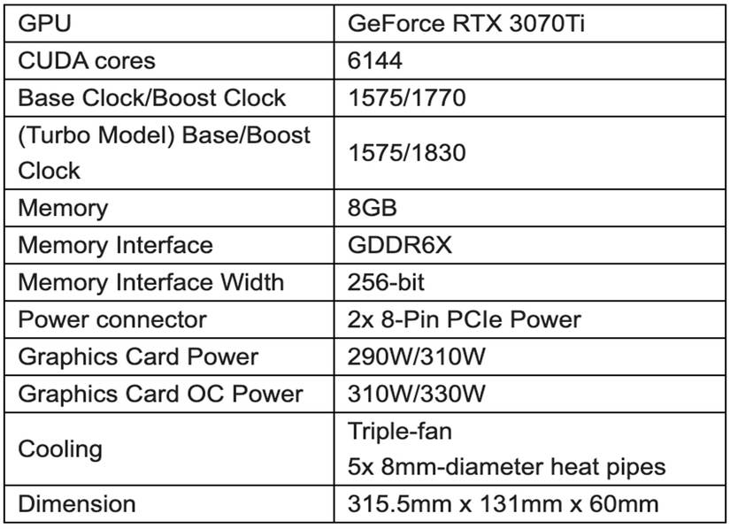 3070 ti specs