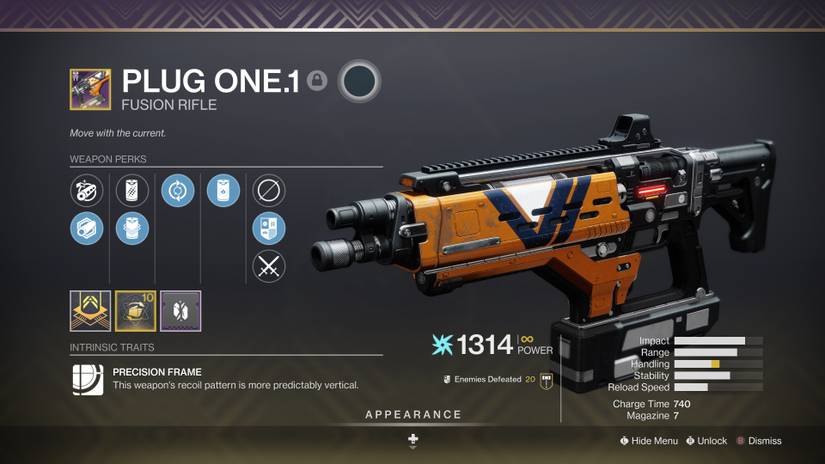 nightfall weapon arc fusion rifle plug one perk inspection