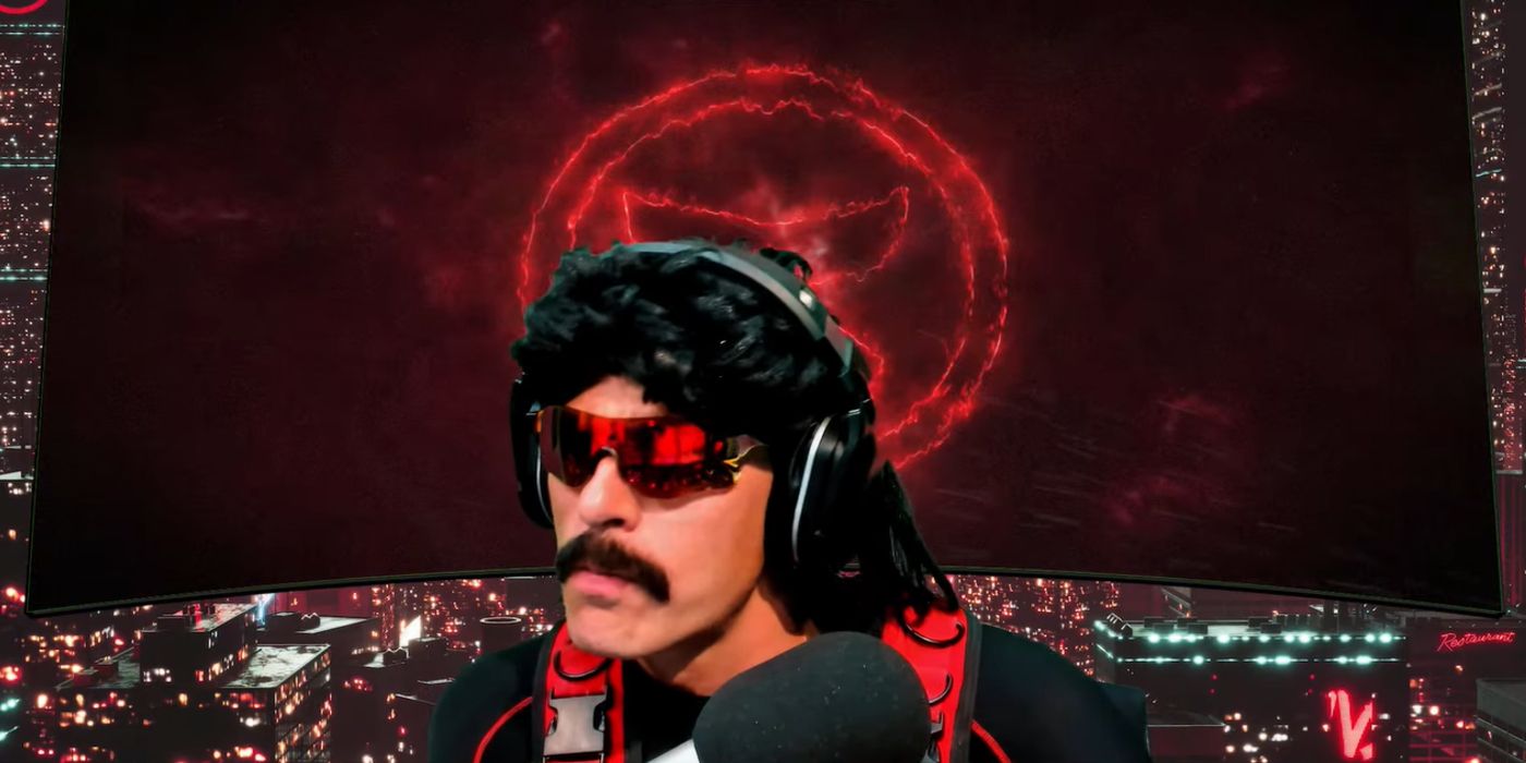 dr disrespect in front of logo