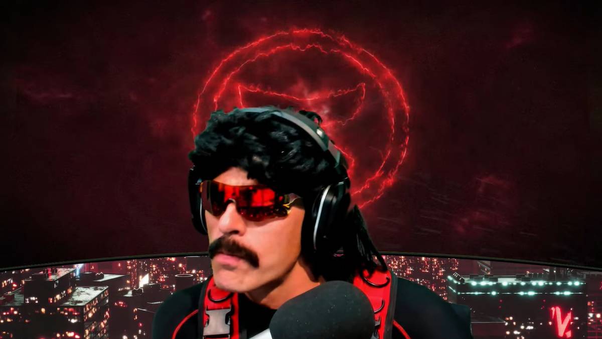 dr disrespect in front of logo
