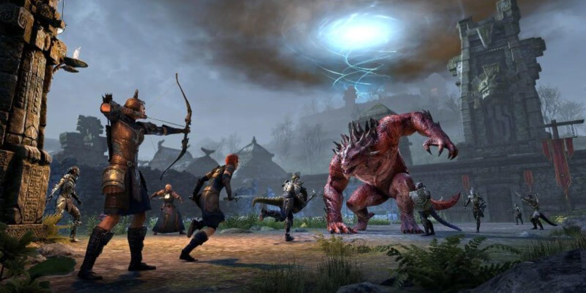 Players in the middle of combat in The Elder Scrolls Online