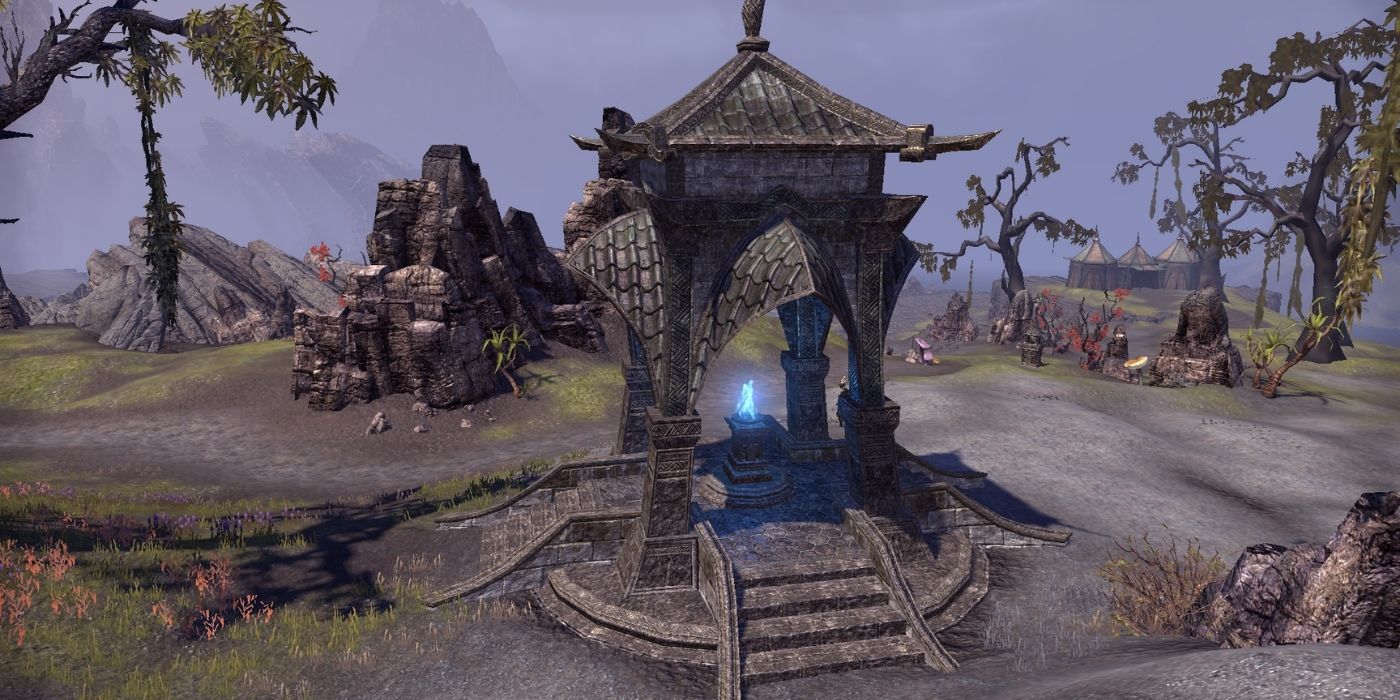 a wayshrine in elder scrolls online, small building for teleporting