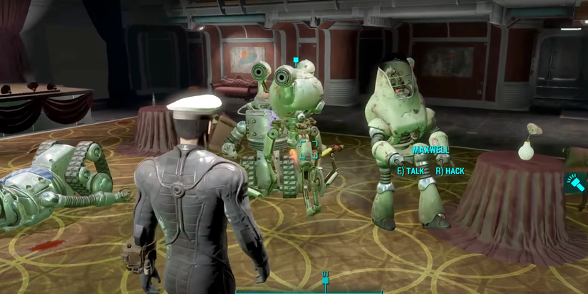 player interacting with the robots in vault 118.