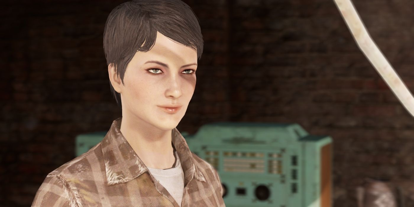 fallout 4 curie in synth form with shadow over face