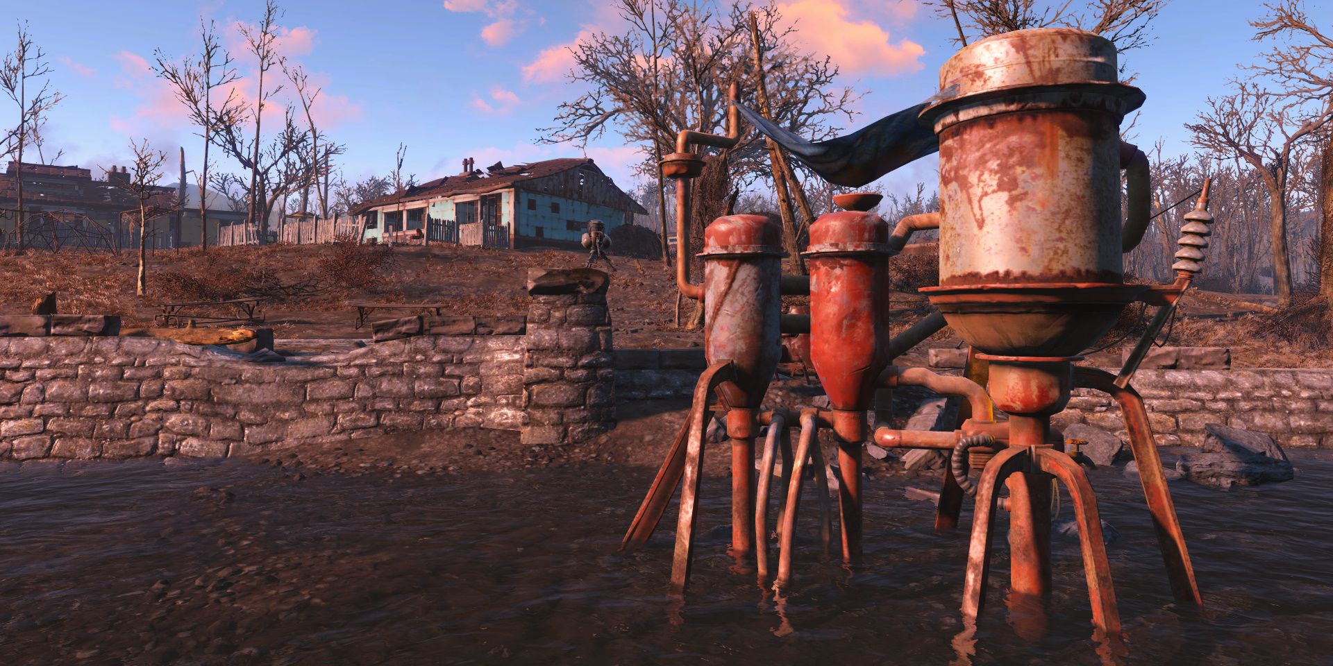 A heavy duty water purifier with multiple tanks in Fallout 4