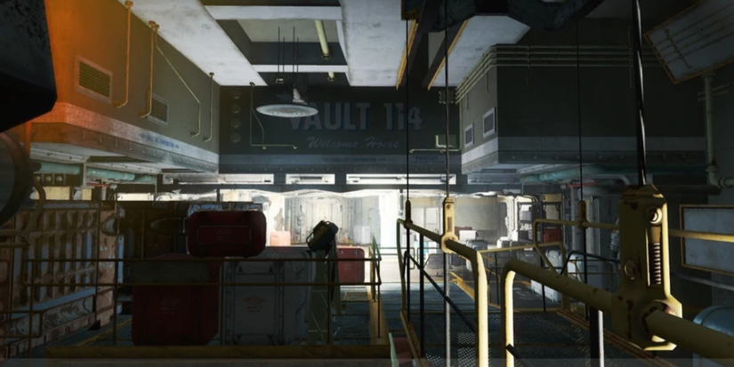 inside the entrance leading deeper into the vault.