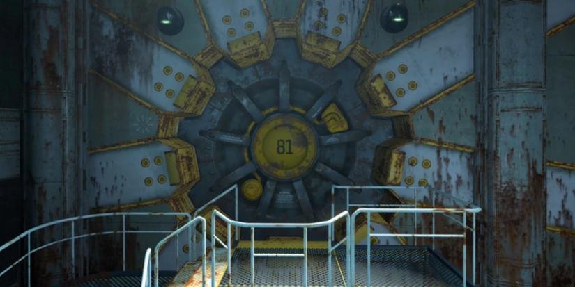 closed door of a vault.