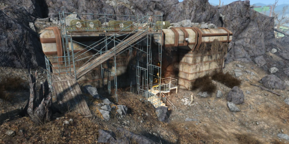 Cliff side entrance to Vault 95 in Fallout 4