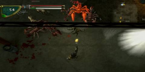 playable character shooting at animals