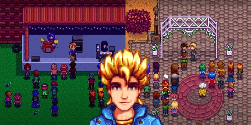 sam's face, sam's band, and the player marrying sam.