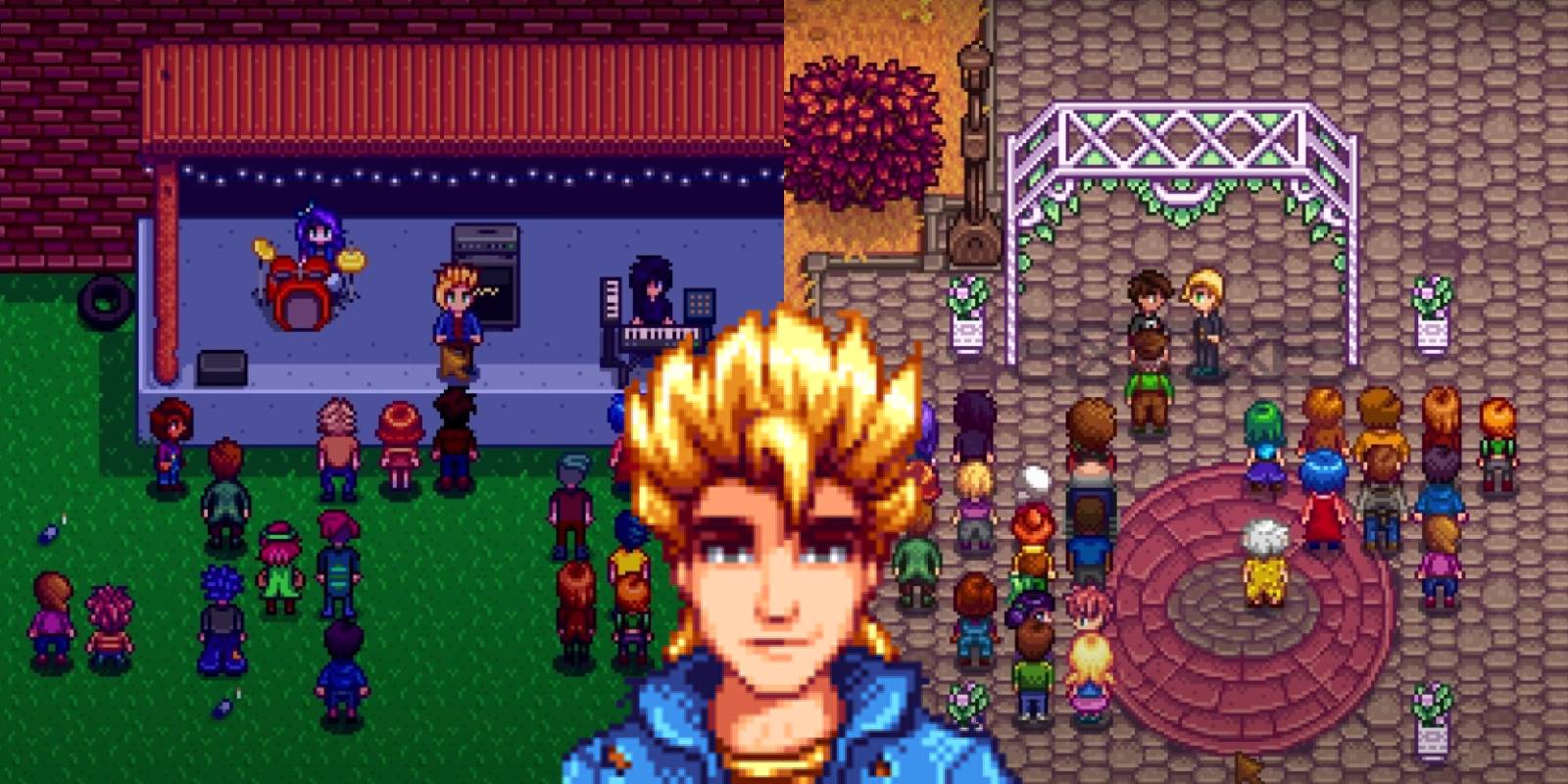 sam's face, sam's band, and the player marrying sam.