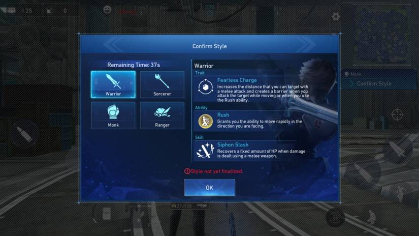 The four styles available to players in Final Fantasy VII The First Soldier