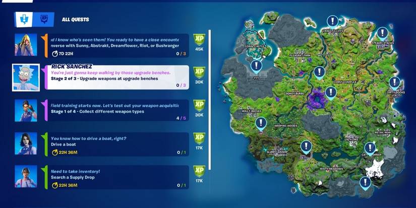 fortnite season 7 upgrade bench locations