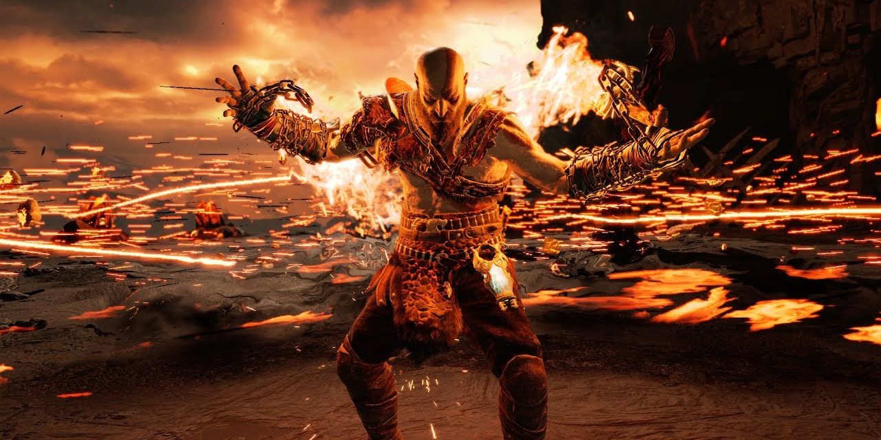 kratos using the effect of the sinmara's cinder talisman.