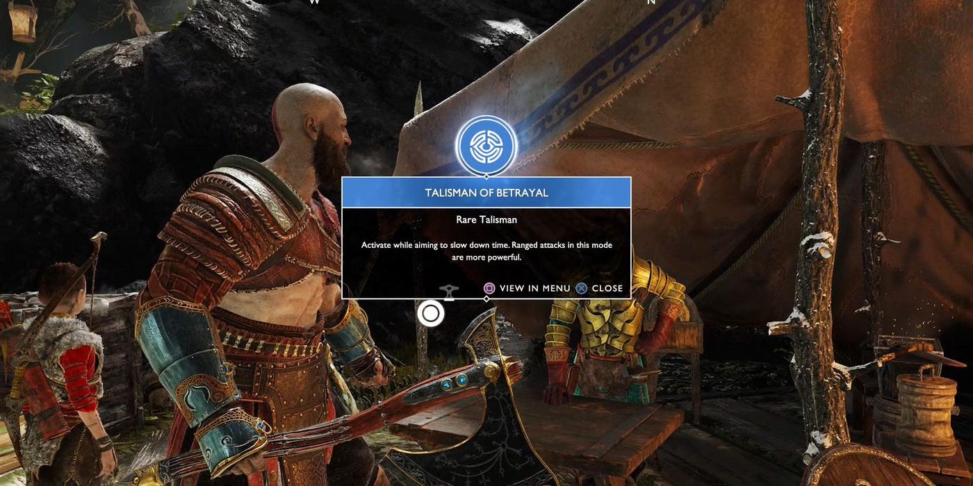 kratos buying a talisman.