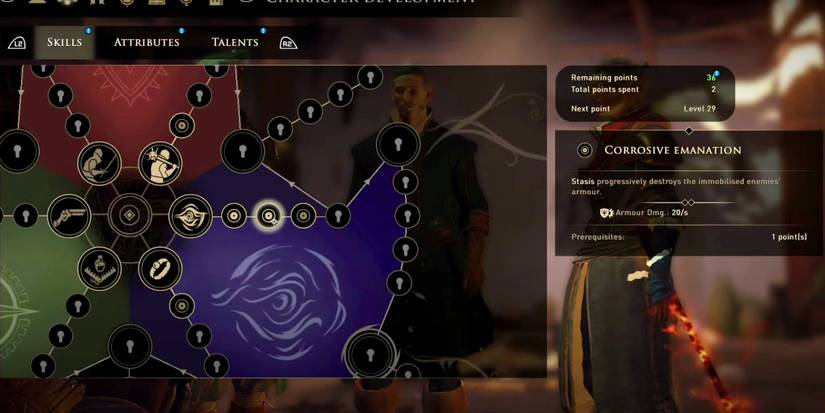 menu description of this acidic magic skill.