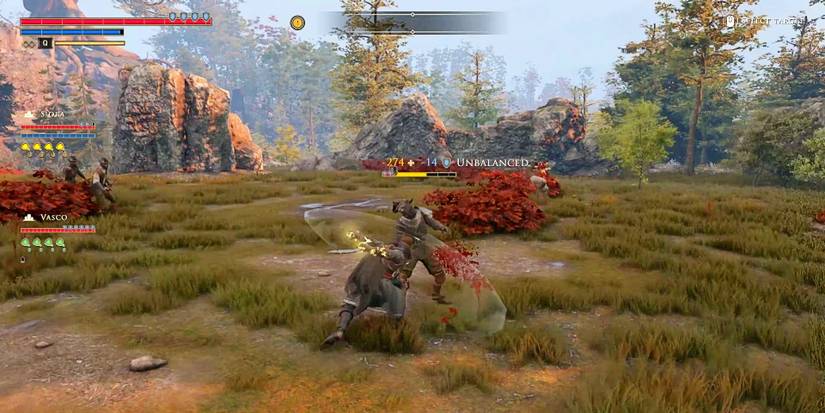 player fighting a bandit.