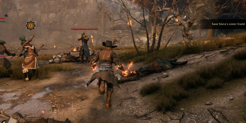 player with their hands on fire due to their fury bar being full.