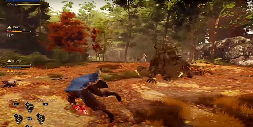 player rolling to avoid damage.