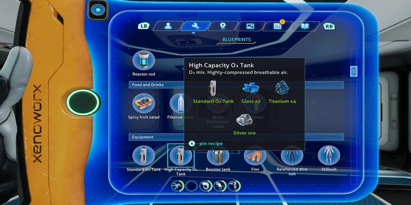 Subnautica Below Zero High Capacity O2 Tank details