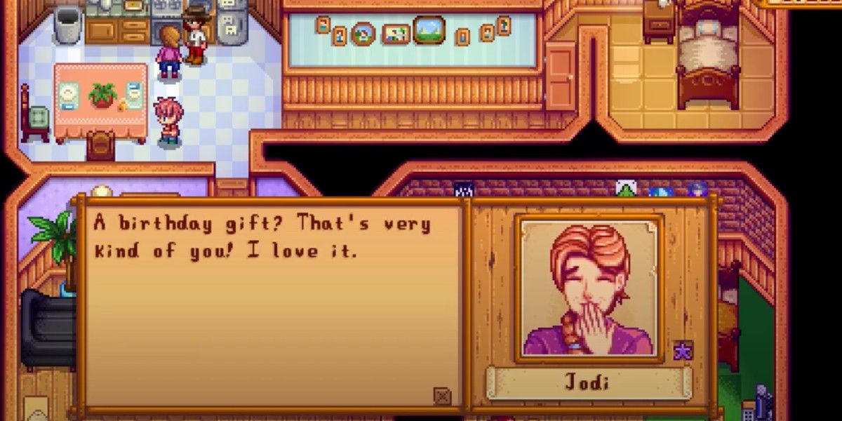 Jodi receiving a birthday gift