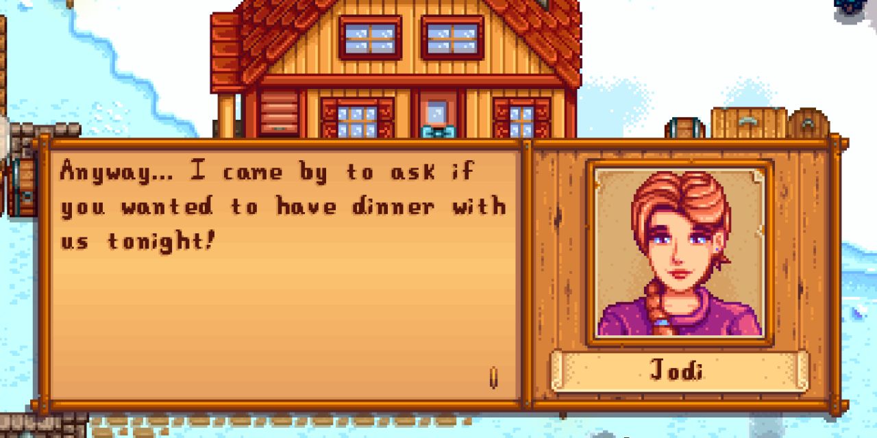 Jodi inviting the player to dinner