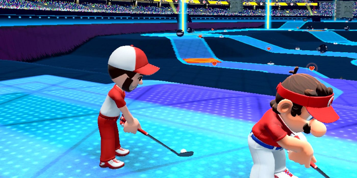 The start of a Battle Golf match in Mario Golf: Super Rush