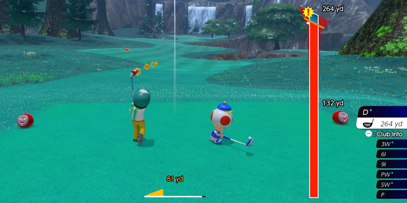 The more powerful a shot, the more likely it is to spin off in Mario Golf: Super Rush