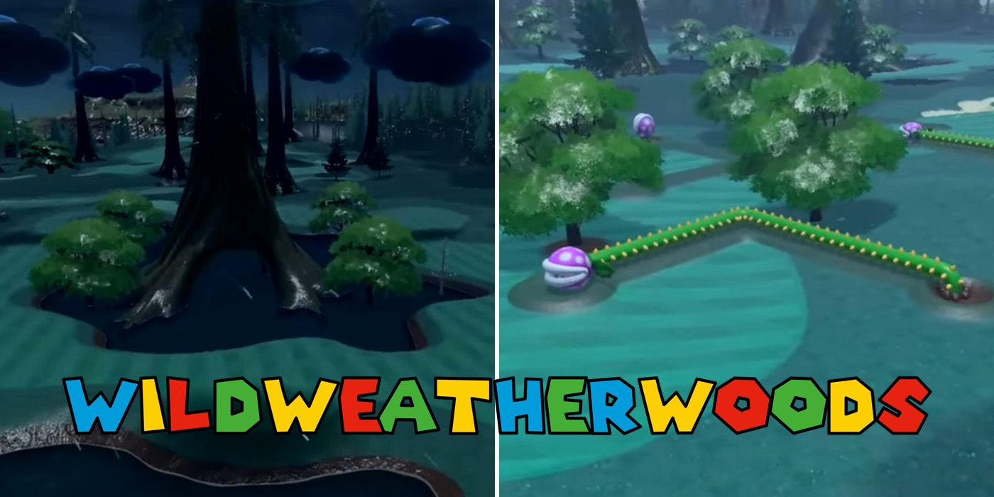 The Wildweather Woods course in Mario Golf: Super Rush