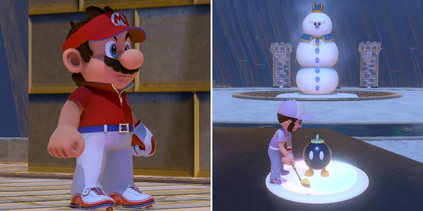 Mario can only watch as the player takes on the Snow King in Mario Golf: Super Rush